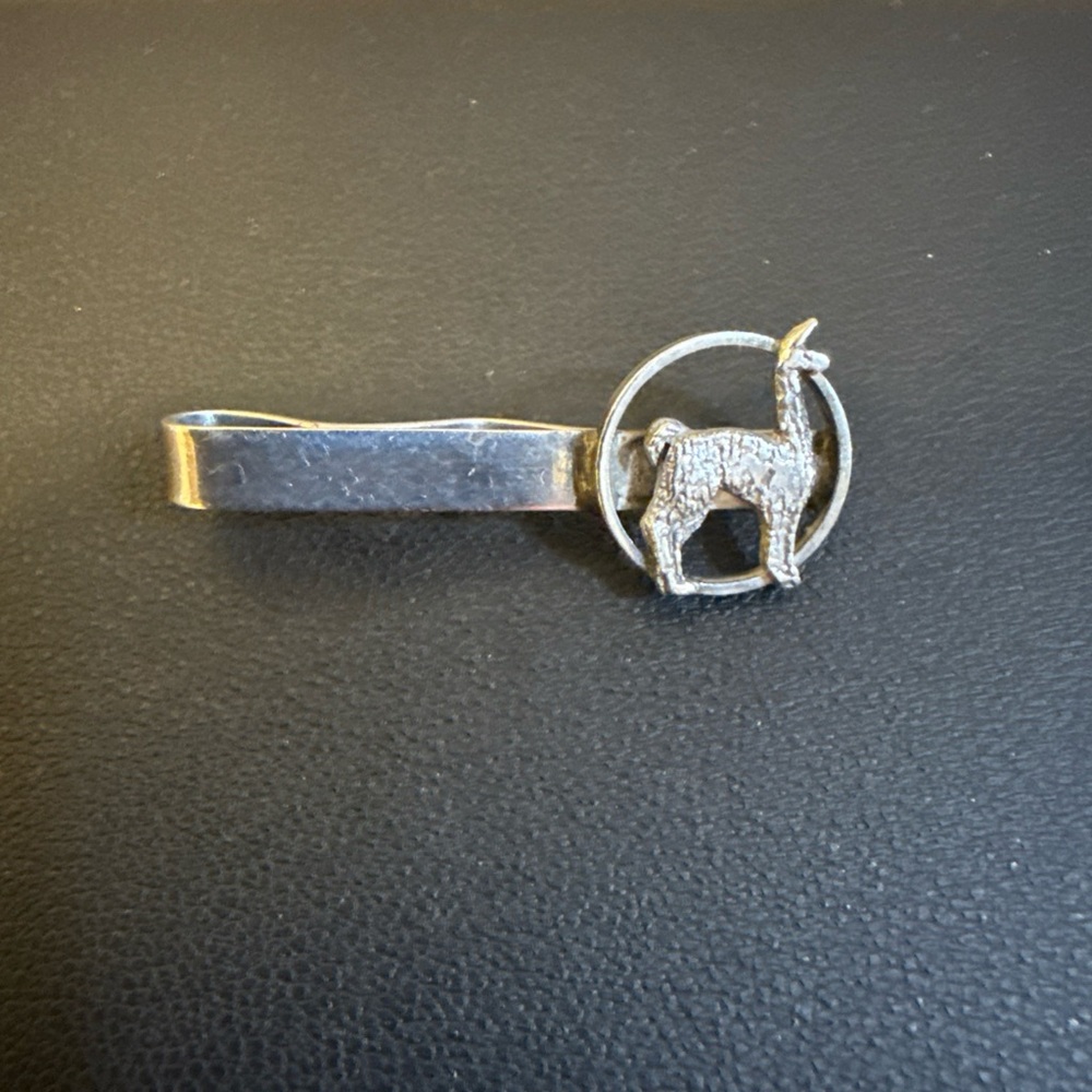 Vintage Mid Century 1950s  Tie Bar Clip Sterling Silver Llama Or Alpaca